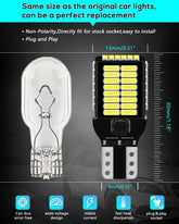 800Lums Bright White LED Light for Stock#T15, 912, 921, 906, 904, 902, W16W Back up Light Reversing Light Third Brake Light Non-Polarity Canbus Error Free, Pack of 2, DC12V~24V